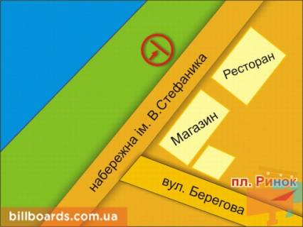 Билборд B в Ивано-Франковске вул. Набережна (навпроти буд. 28) схема